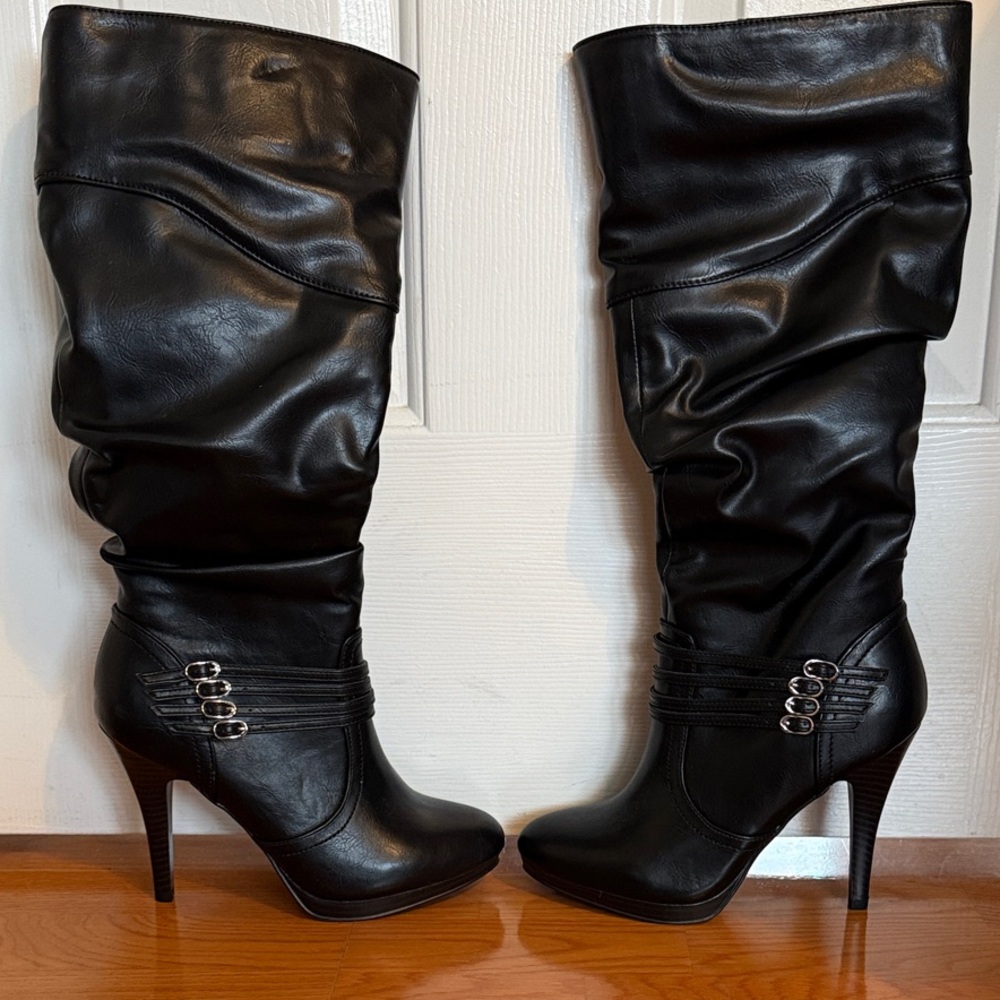 Style & Co. Black Tall Slouch High-Heel Boots (Wide Calf)